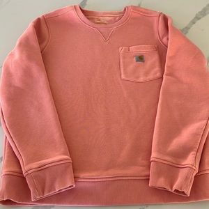 Carhartt Women’s Relaxed Fit Pocket Salmon Pink Crewneck. Size L. Fading Color.